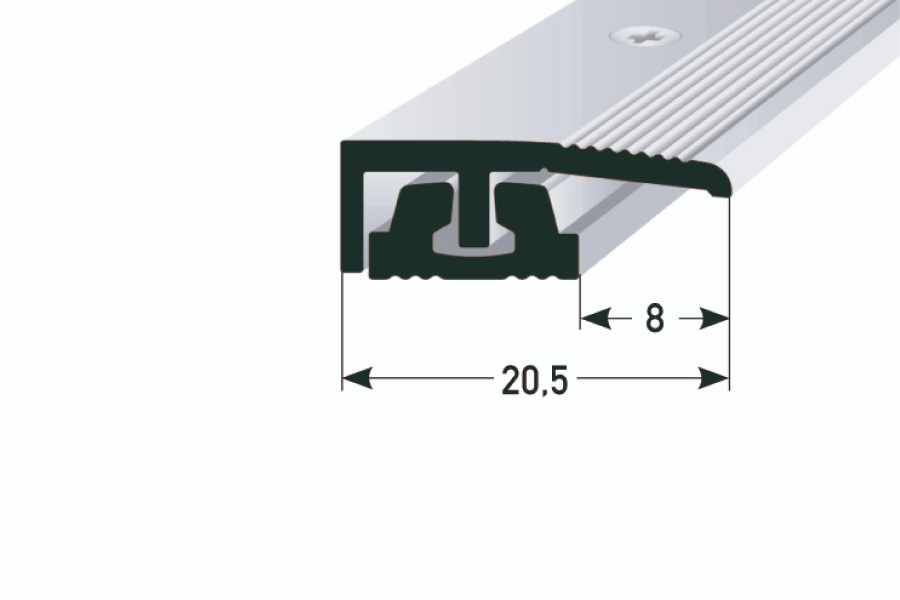 Abschlussprofil Auer silber mit Unterschiene für Klickdesign-Belagsstärke 4-7 mm